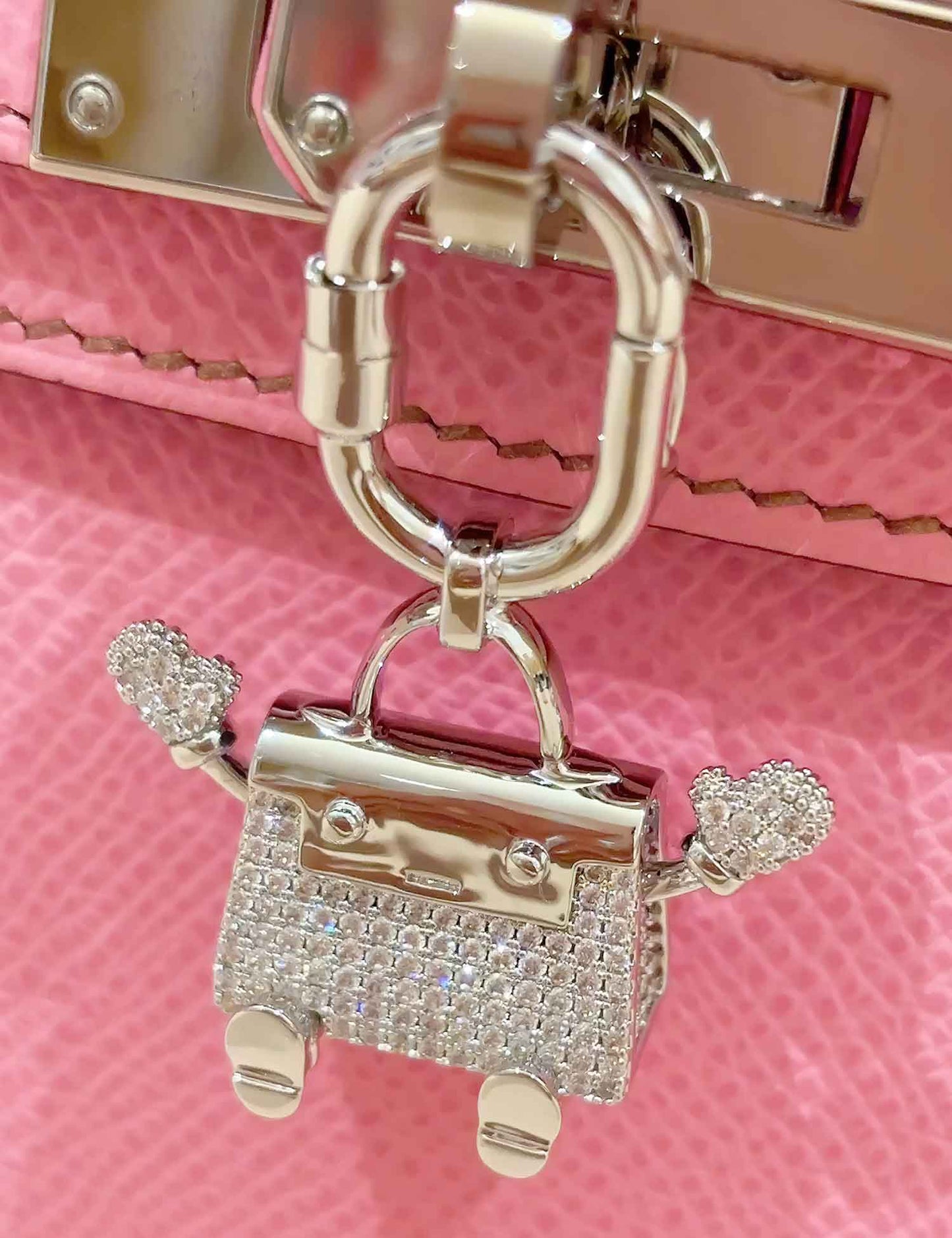 Pavé Silver II Kelly Doll Bag Charm